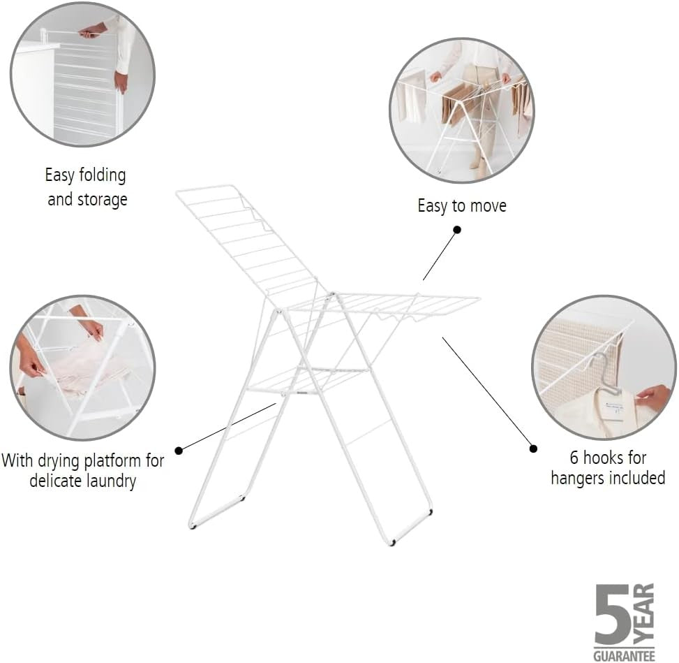 20m Clothes Airer Folding Indoor Drying Rack Stainless Steel Compact Stand