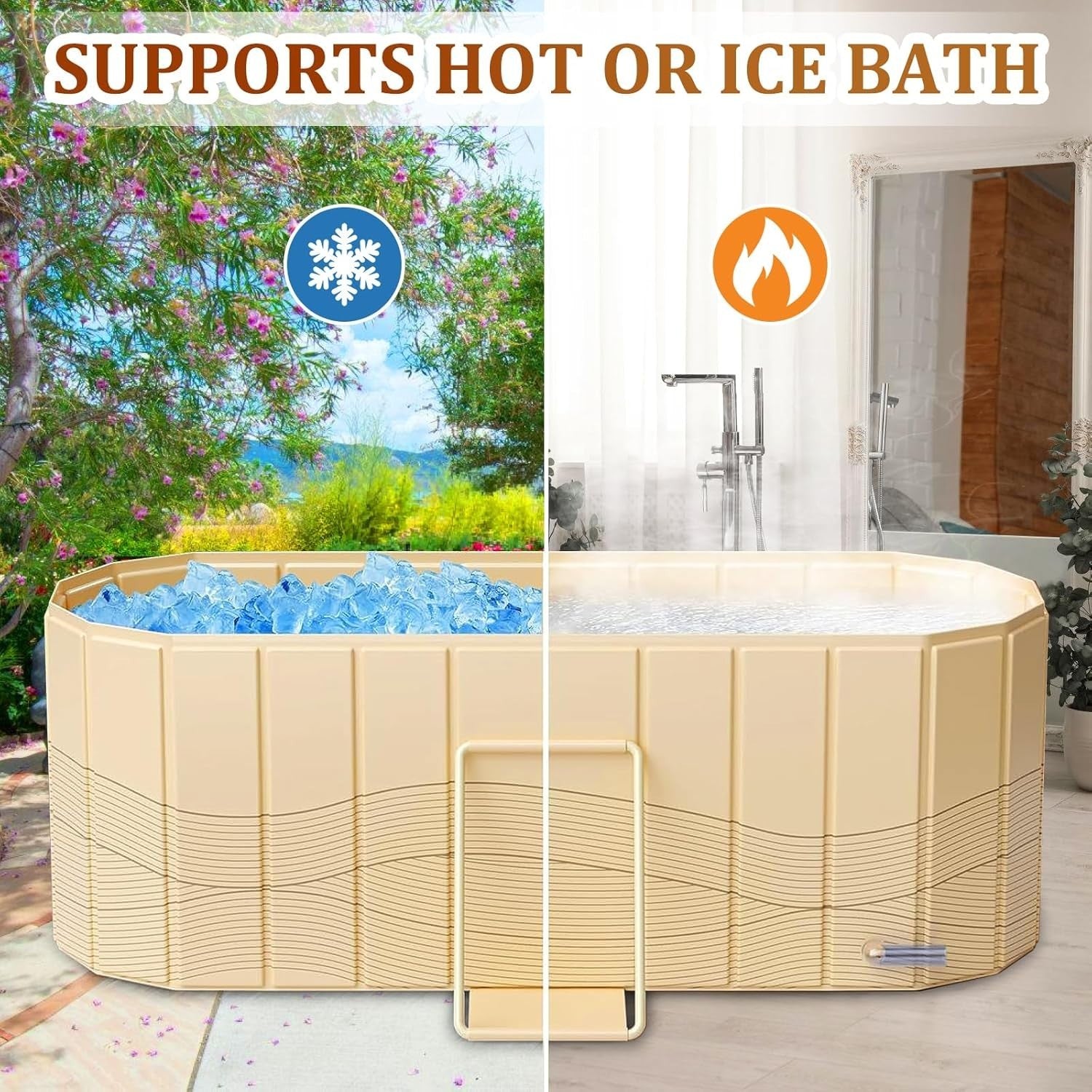 Foldable Adult Spa Bath Tub 1.5M Champagne Gold Portable Deep Soaking