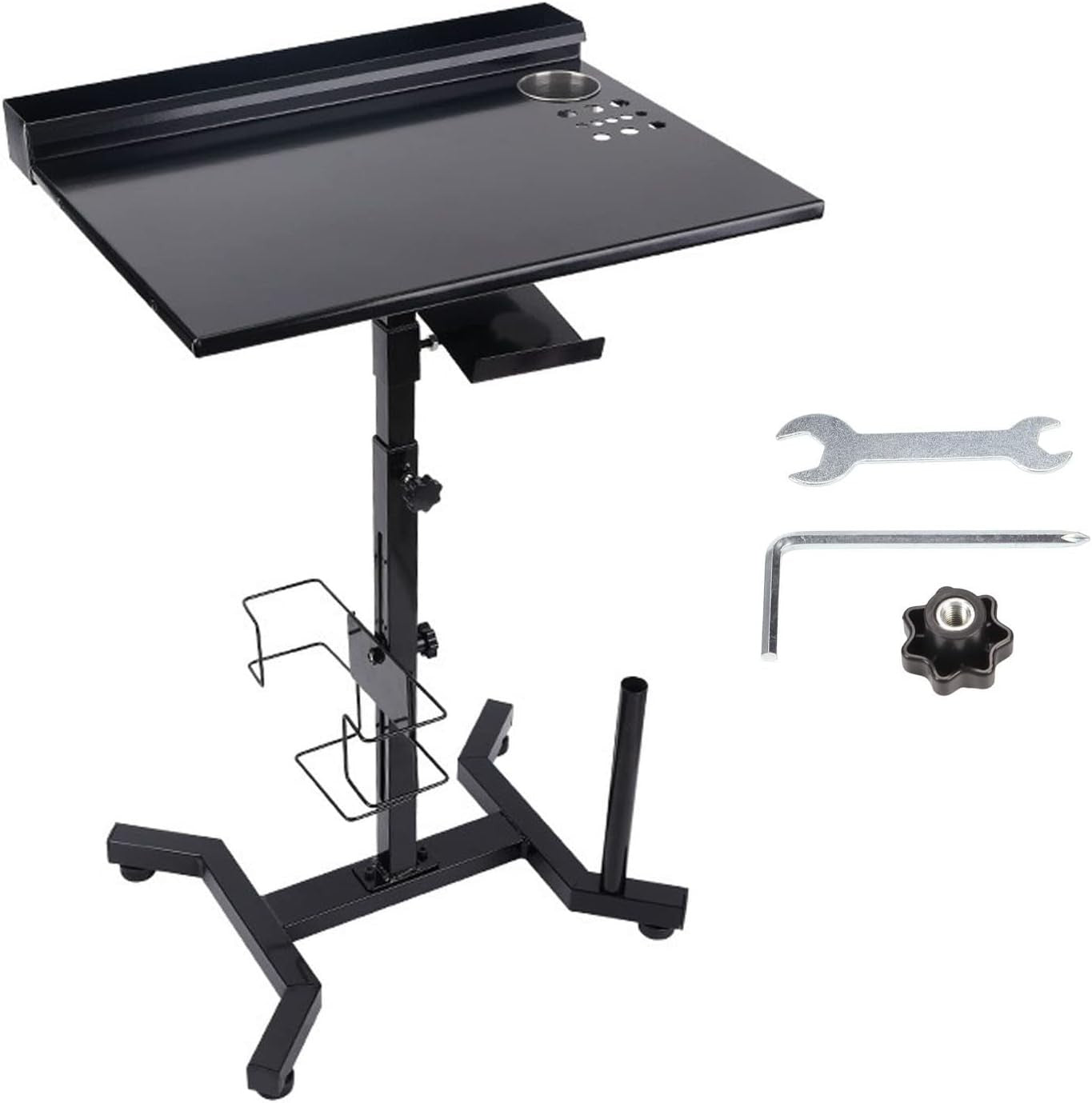 Adjustable Tattoo Workstation Stand Mobile Salon Tool Tray Steel Table
