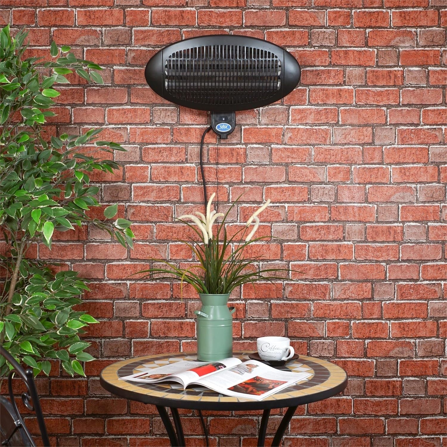 Outdoor Electric Patio Heater 2kW Wall Mounted 3 Heat Settings Safe & Efficient