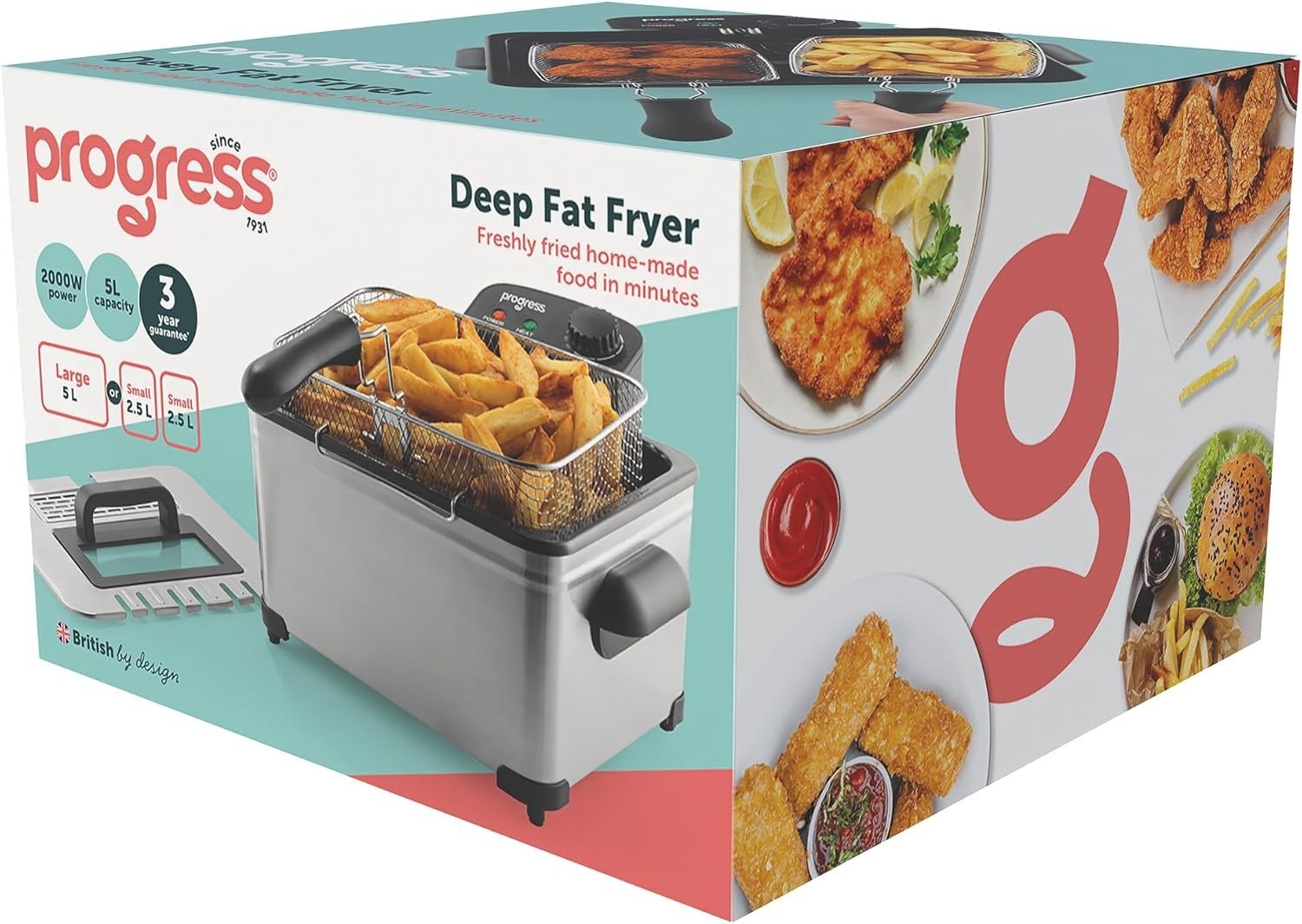 5L Deep Fat Fryer Dual Basket 2000W Adjustable Temp Viewing Window