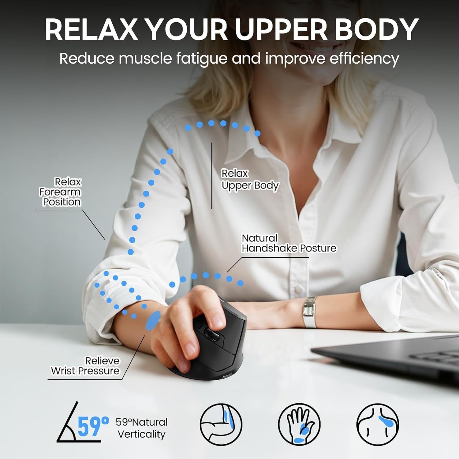 Ergonomic Vertical Wireless Mouse Rechargeable Bluetooth 5 Button