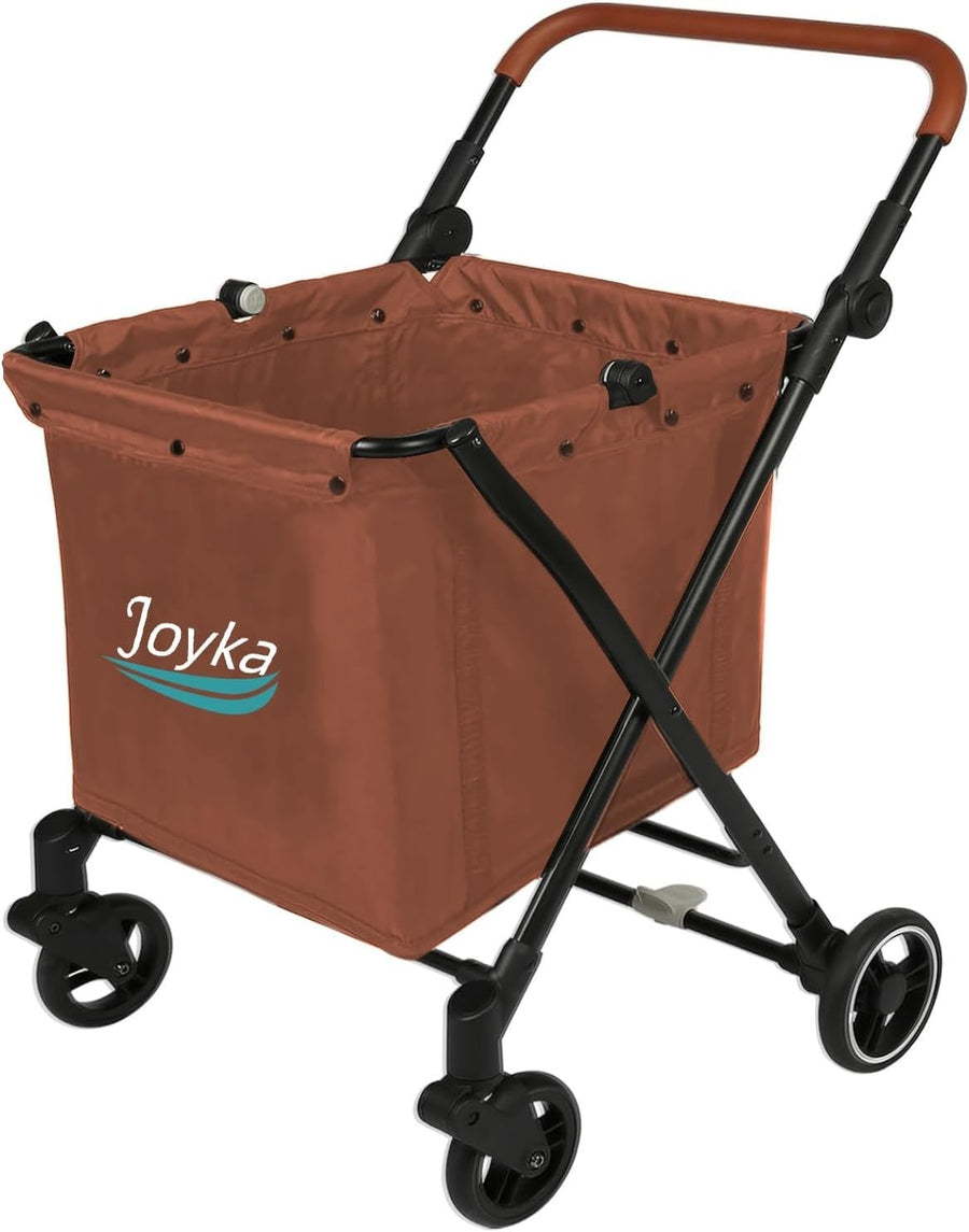 Large Capacity Foldable Shopping Trolley with Swivel Wheels Utility Cart
