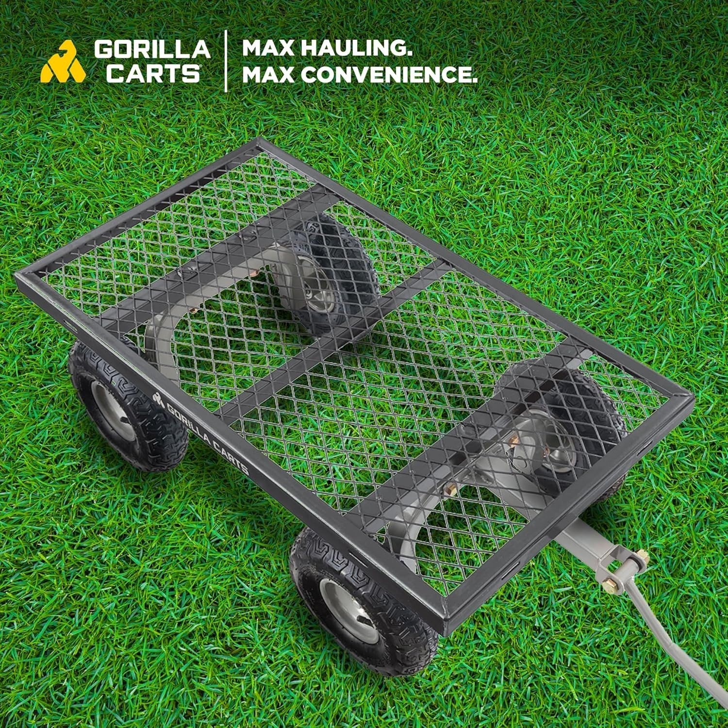 Heavy Duty 350kg Garden Utility Wagon with Removable Sides & 10" Tires Black