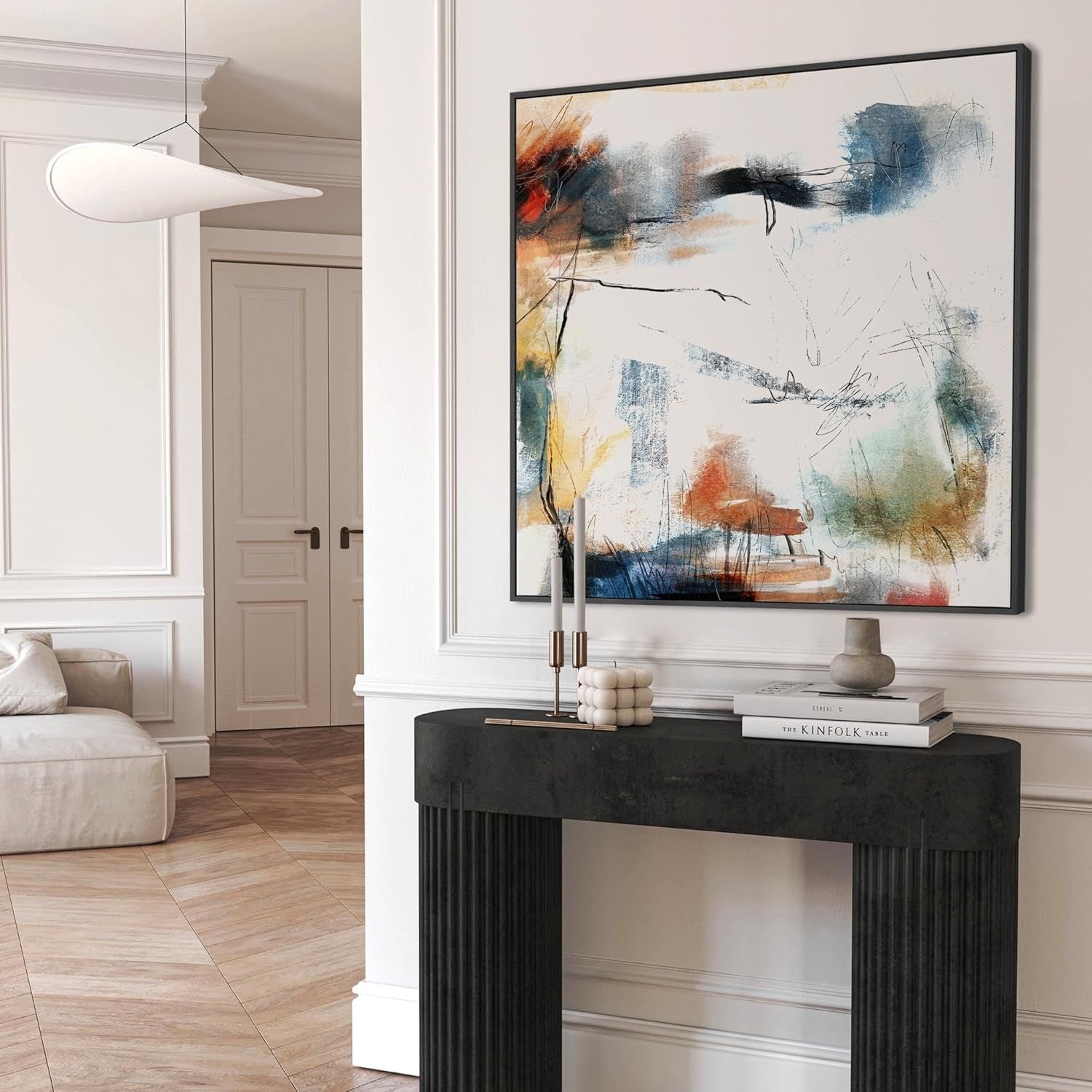 100x100cm Large Modern Abstract Canvas Wall Art – Colorful Framed Decor