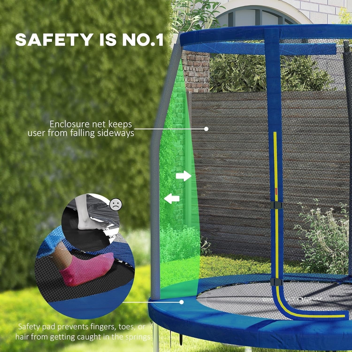 6FT Outdoor Trampoline Safety Enclosure Steel Frame Jump Mat 80KG