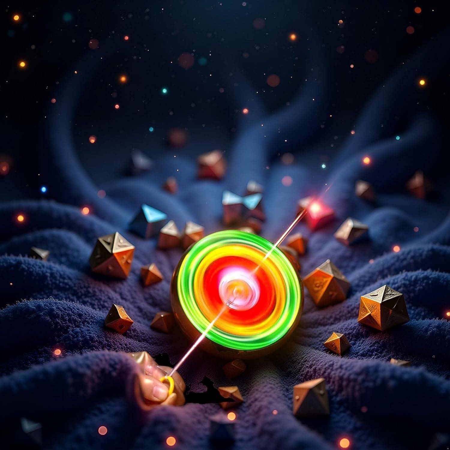 Rainbow Light Flywheel Spinner Pull Line Glow Fidget Stress Relief Toy