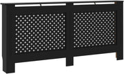 Black Radiator Cover Cabinet | Modern MDF Slatted Design | 172x19x81cm