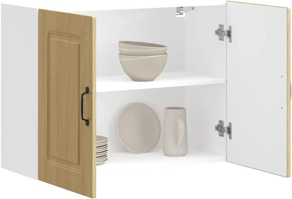 Wall Cabinet Oak Finish 80x31x60cm | Modern Kitchen Storage Unit