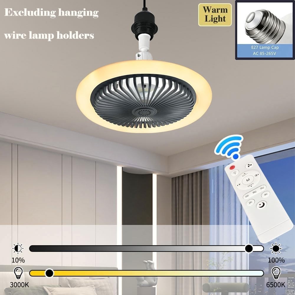 2-in-1 LED Ceiling Fan, 3 Speeds, 3 Colors, Dimmable, Remote