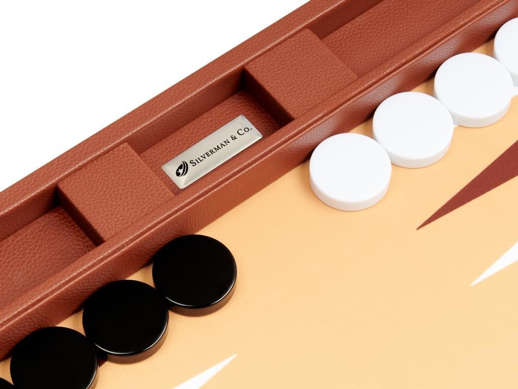 19 Inch Premium Backgammon Set Leatherette Folding Board Luxury Adult Game