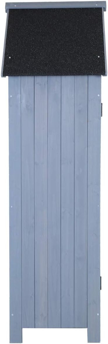Slim Wooden Garden Storage Shed Tall Outdoor Tool Hutch with Shelves, Lock 179cm