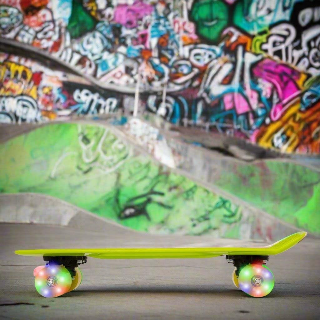 22" Lime Green Light-Up Penny Board | Kids Beginner Mini Cruiser Skateboard