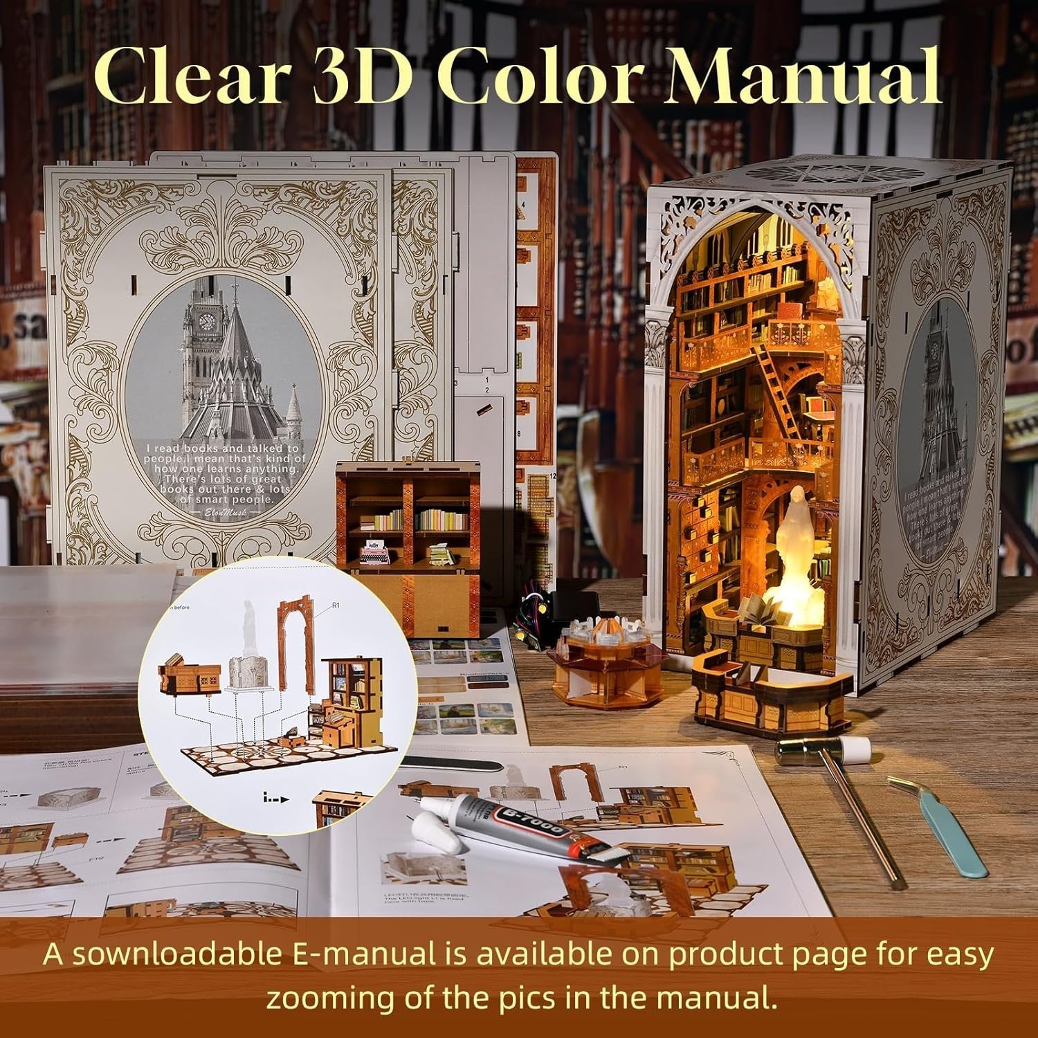 3D Wooden Magic Cello Music Box Puzzle with Light & Bluetooth Sound