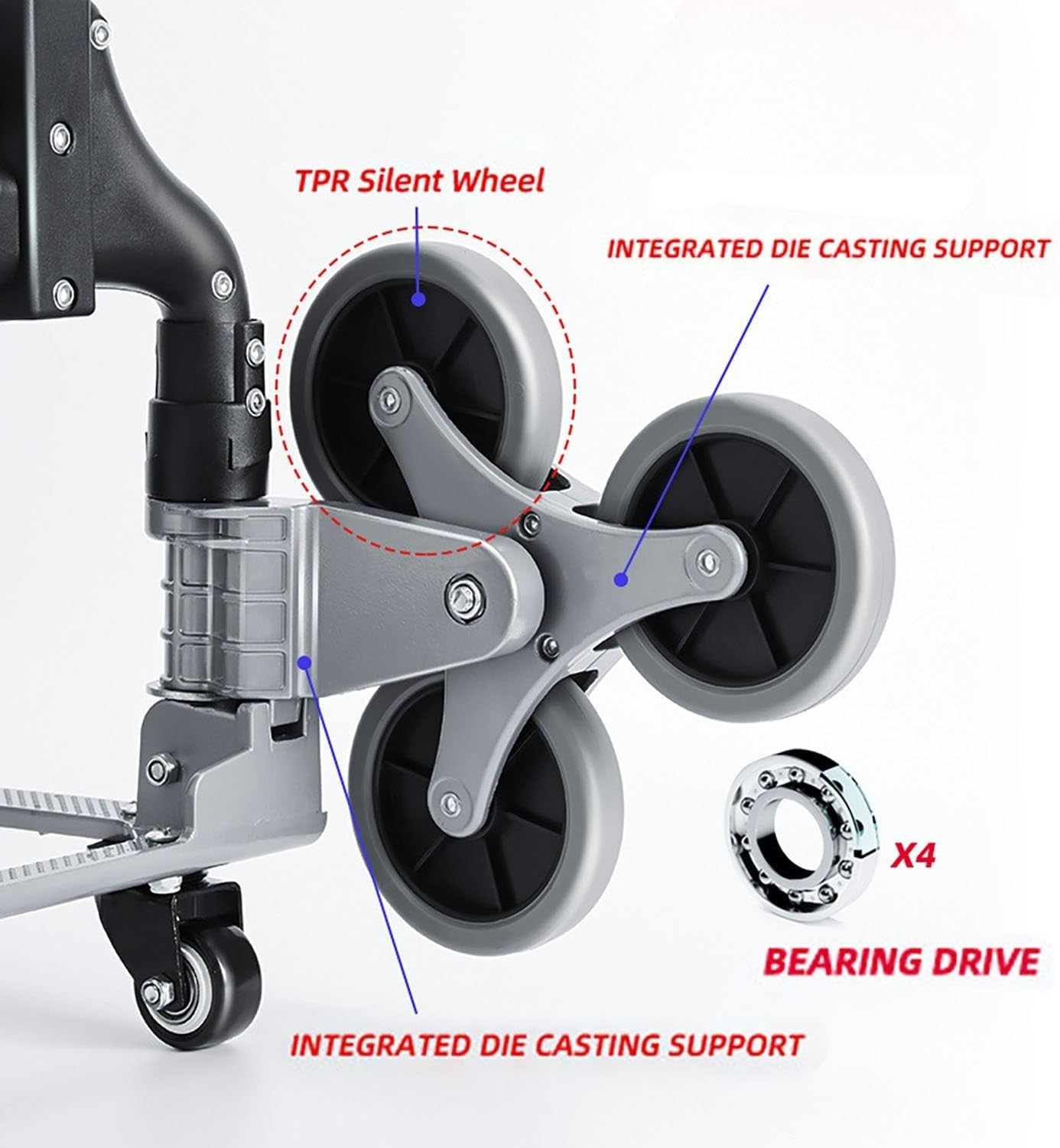 Aluminium Stair Climbing Sack Truck 80kg Folding Trolley Adjustable Handle