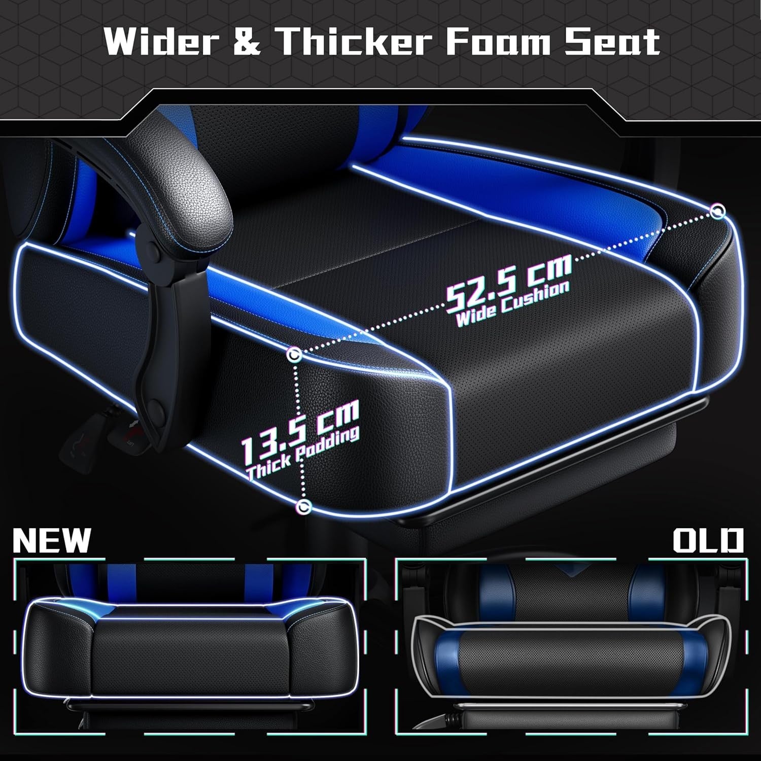 Ergonomic Gaming Chair Footrest Massage Lumbar Support