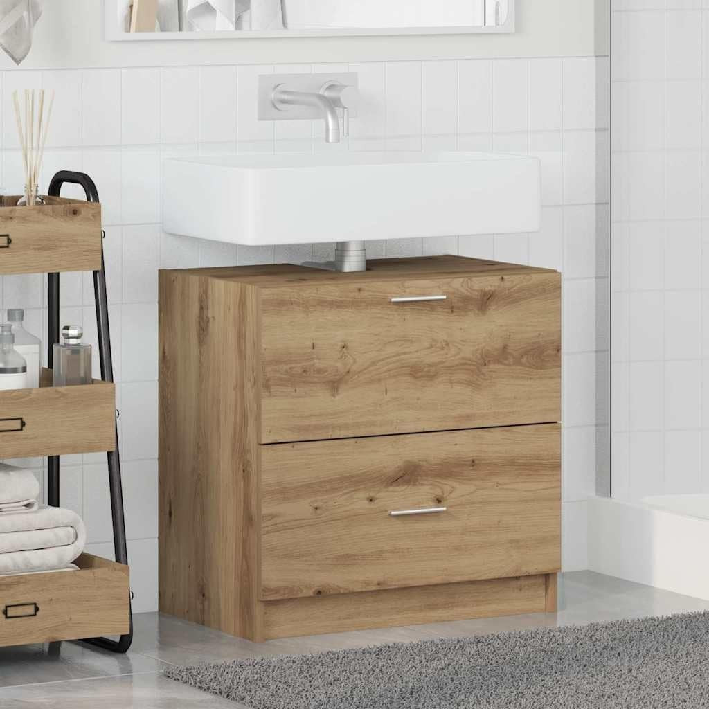 Artisan Oak Under Sink Bathroom Cabinet 59x37x59cm Rustic Vanity Storage Unit