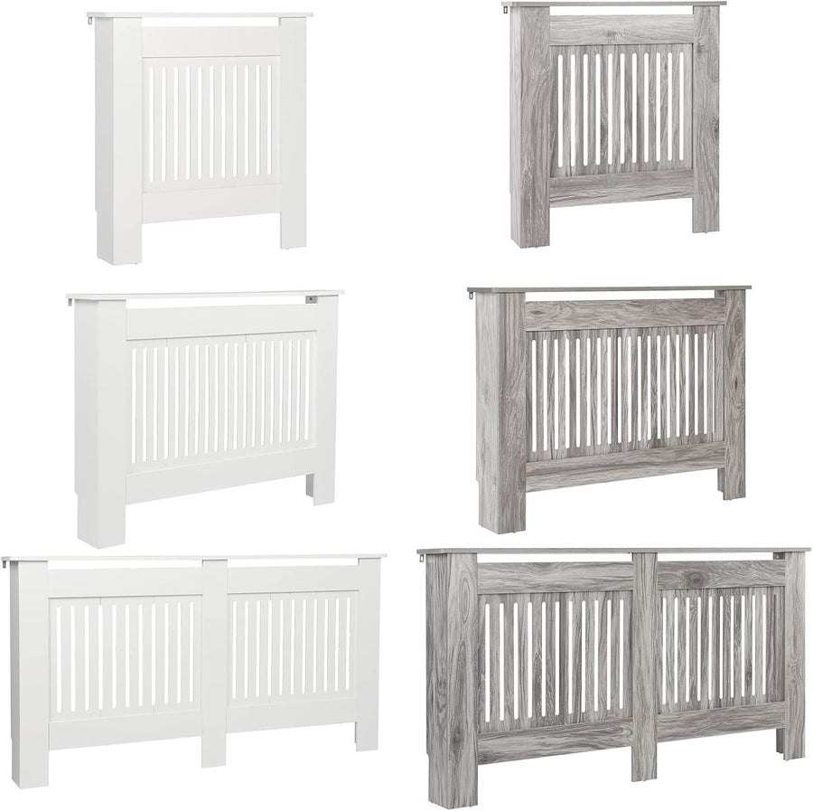 Small Grey Radiator Cover | Modern MDF Vertical Slatted Cabinet