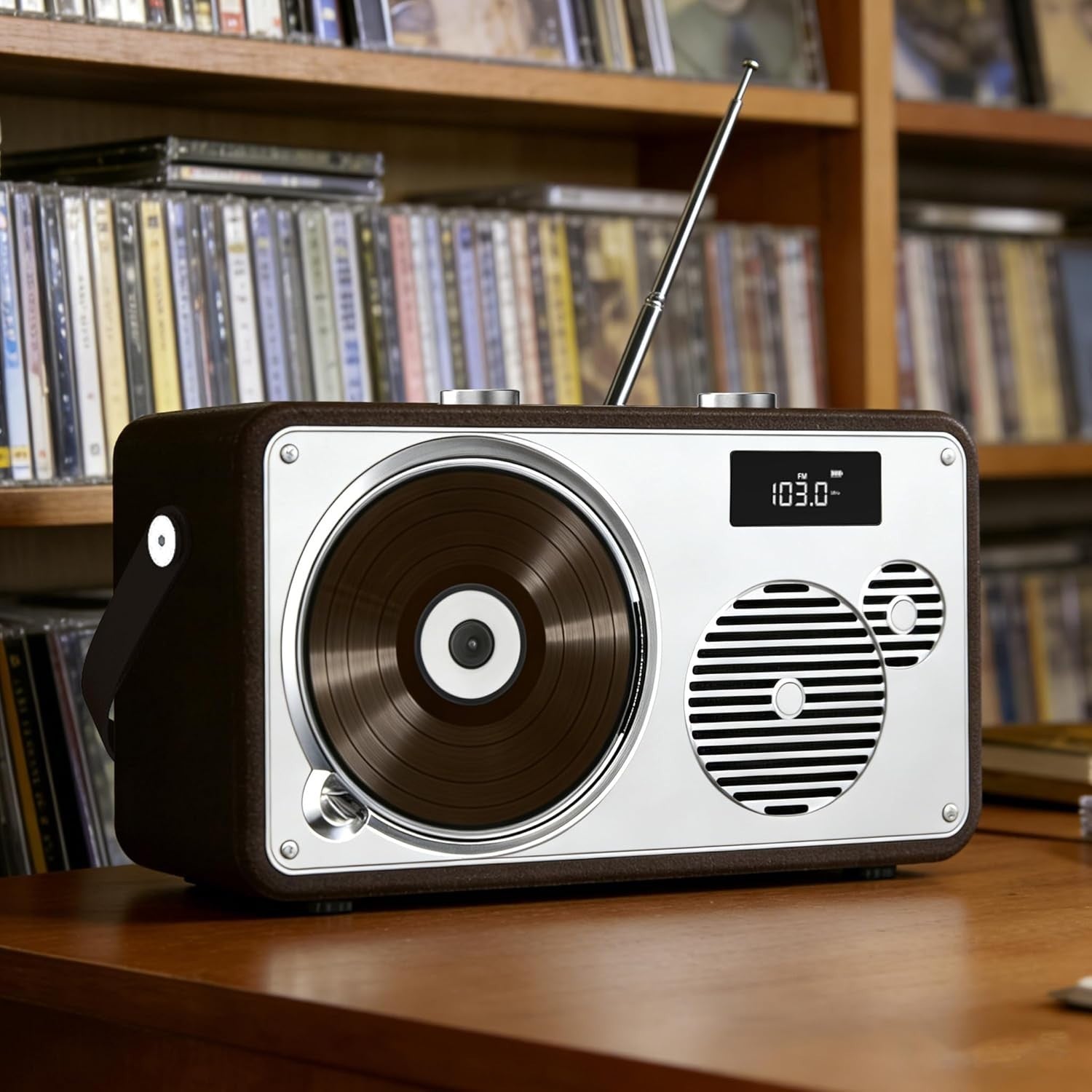 Retro Portable CD Player Bluetooth Boombox USB AUX Battery Remote LP103