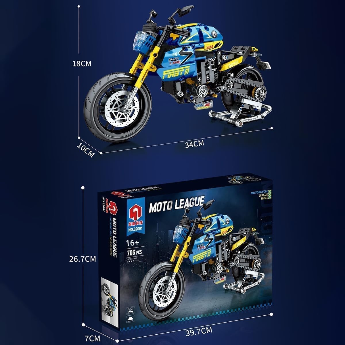 706pcs Technic Motorcycle Building Kit for Adults – Realistic DIY Motorbike Mode