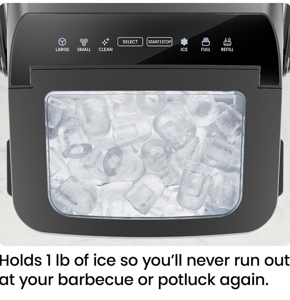 Portable Dual-Size Ice Maker Machine - Fast 9 Cubes in 7 Mins, 22lbs/Day
