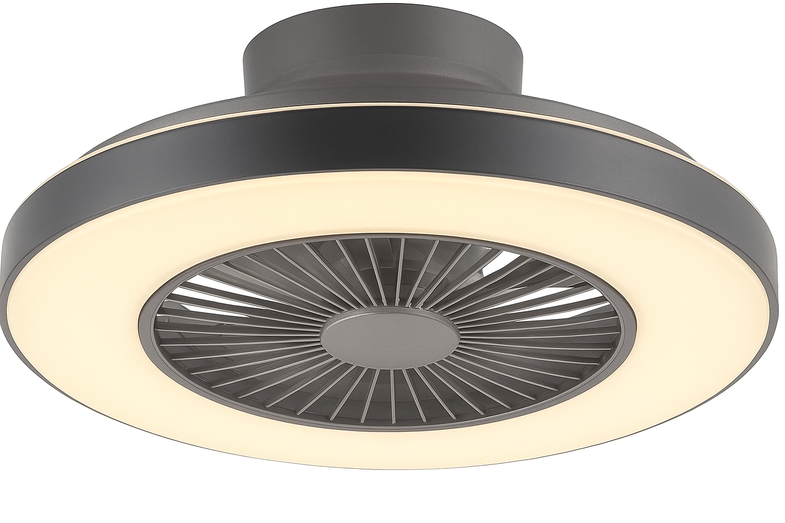 Qazqa Climo 59CM Ceiling Fan with LED Light, Dimmable, Silver, Remote