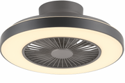 Qazqa Climo 59CM Ceiling Fan with LED Light, Dimmable, Silver, Remote