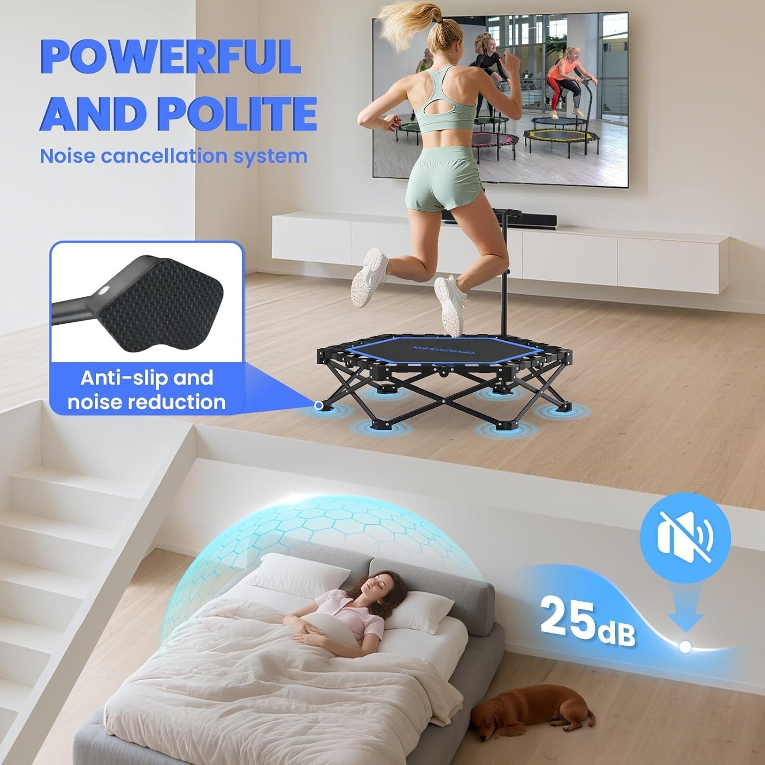 42” Foldable Fitness Trampoline Adult Indoor Rebounder Exercise Jumper