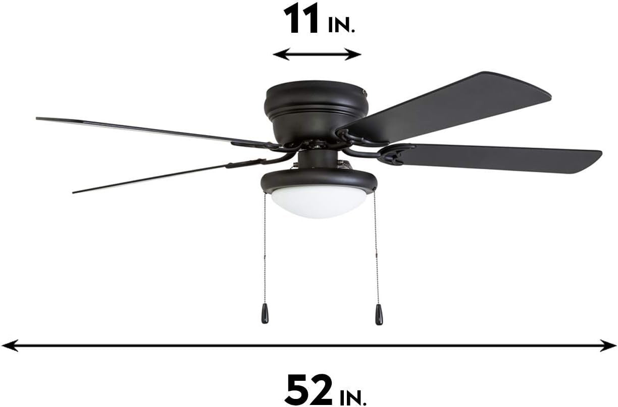 Portage Bay 52" Ceiling Fan with Light, Reversible Blades, Matte Black