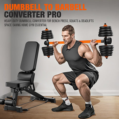 Dumbbell to Barbell Converter 300LB Weight Bar Attachment Home Gym