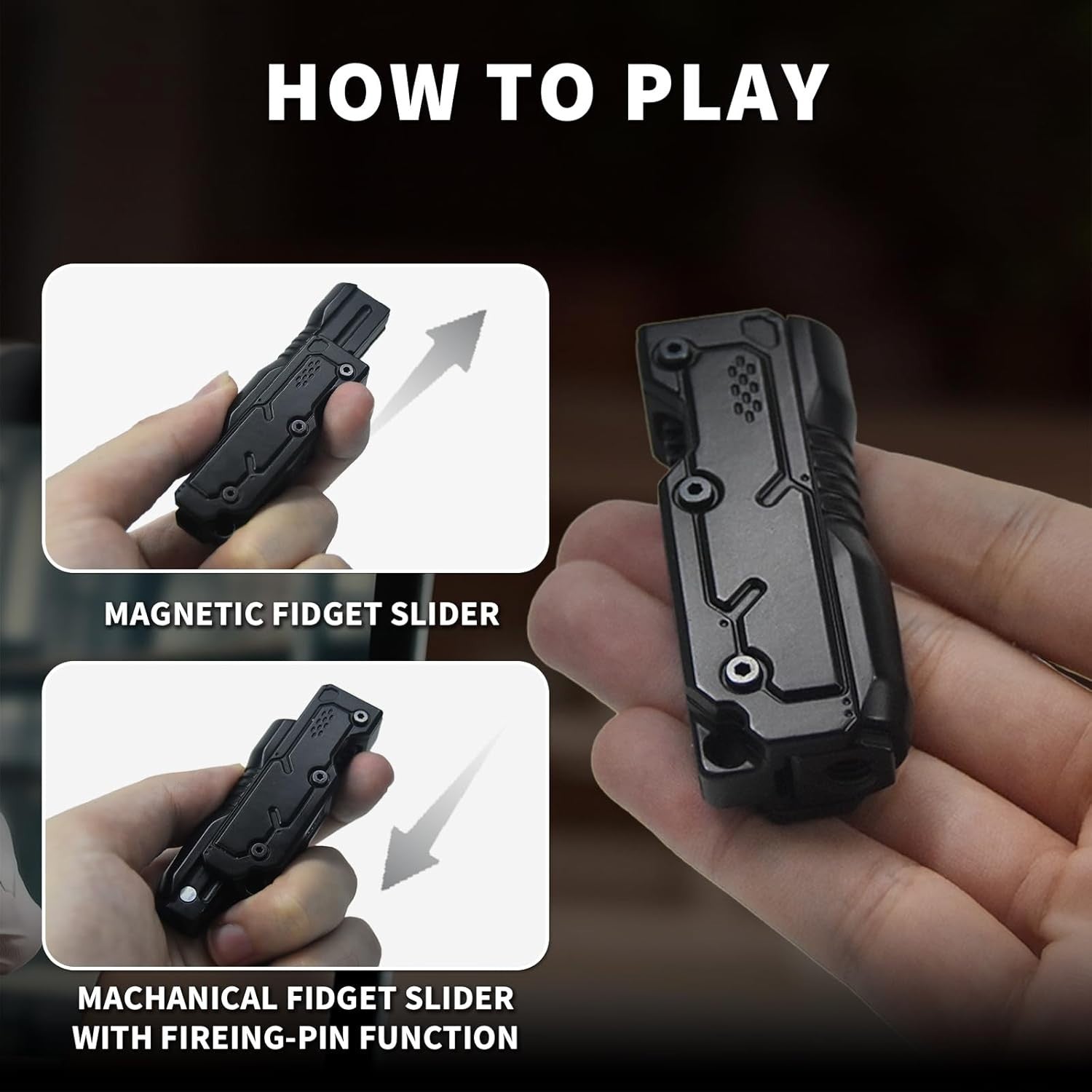 Black Metal Fidget Slider Ratchet Clicker Magnetic EDC Stress Toy