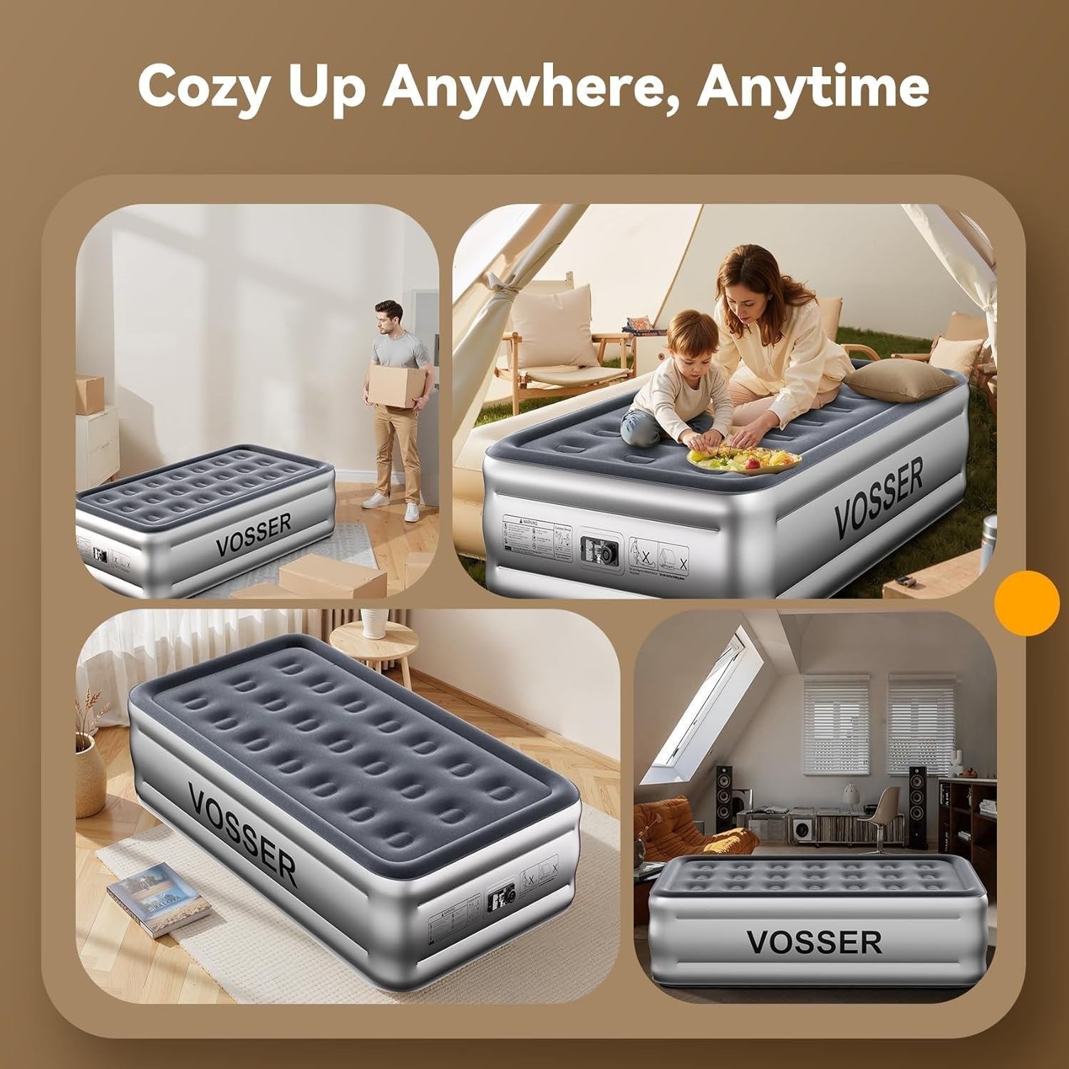 Twin Air Mattress Built In Pump 18” Raised Fast Inflating Inflatable Bed