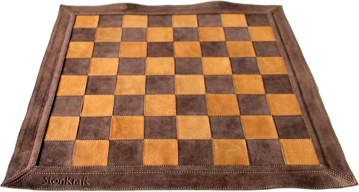 19" Leather Roll-Up Chess Board | Tournament Travel Mat | Luxury Brown Chess