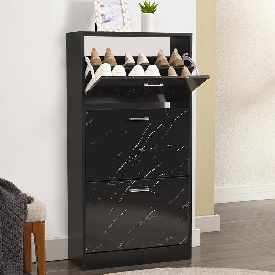 Space-Saving 3 Drawer Shoe Cabinet with Adjustable Shelves & Anti-Tip Strap (S)