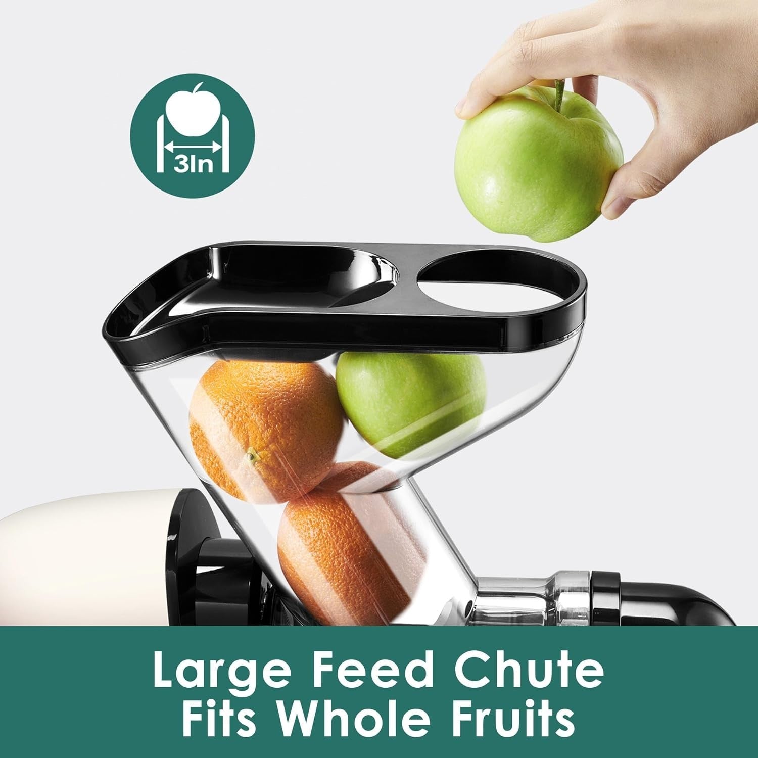 White Cold Press Juicer 200W Quiet Slow Masticating Wide Feed Chute