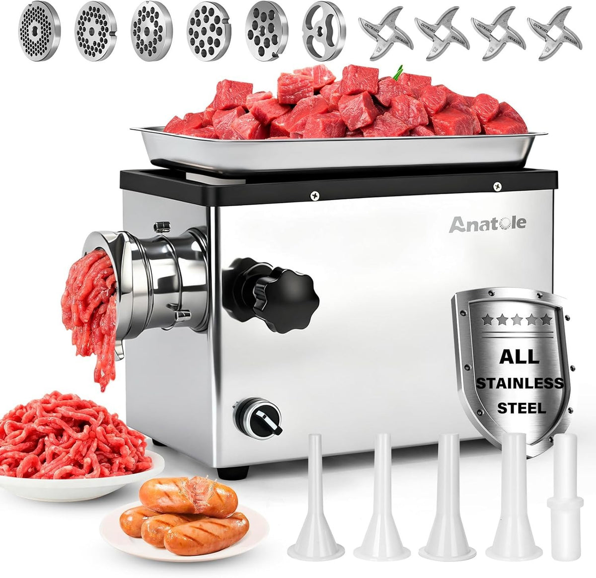 1300W Commercial Meat Grinder Stainless Steel Sausage Stuffer