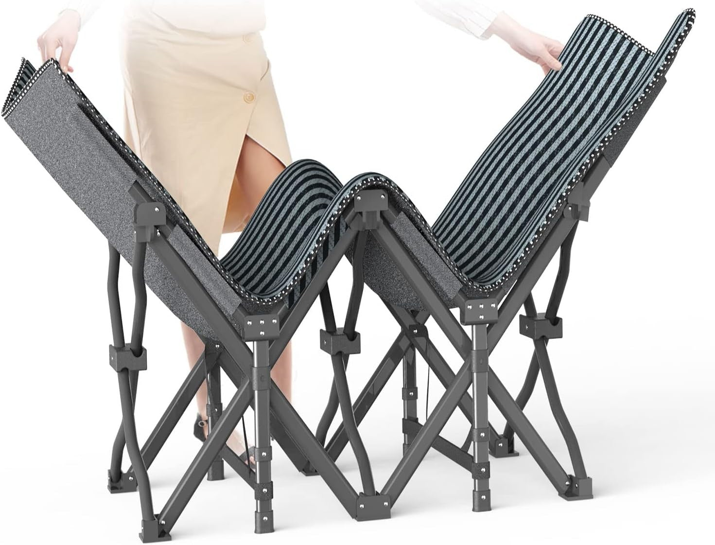 Heavy Duty Folding Camp Bed with Cushion | 450lbs Support Outdoor Cot