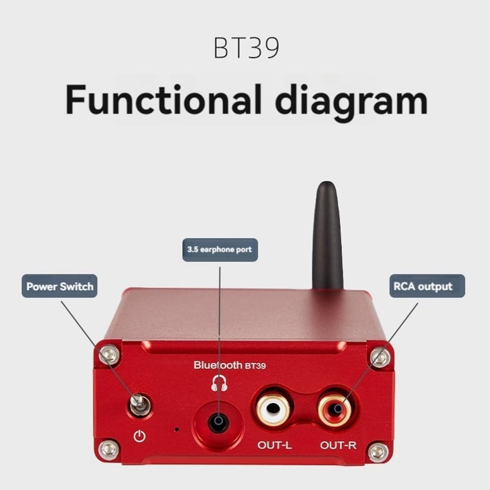 Black HiFi Bluetooth 5.0 Audio Receiver – Lossless Stereo Adapter