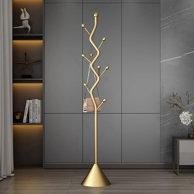 Luxury Gold Tree Design Metal Coat Rack | Freestanding Hall Stand with Cast Iron