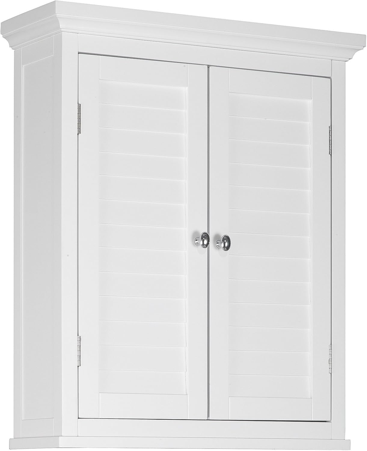 Wall-Mounted Bathroom Cabinet with Removable Shelf & Double Doors, White