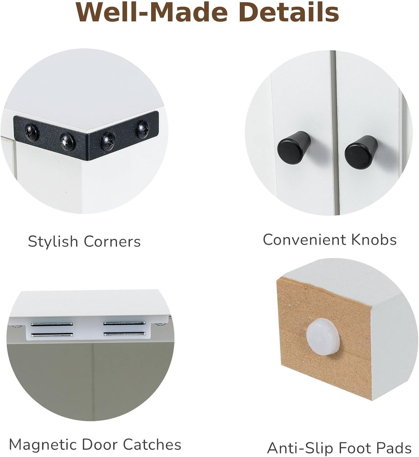 Adjustable 5-Shelf Wooden Shoe Cabinet with Magnetic Doors & Anti-Tip Safety