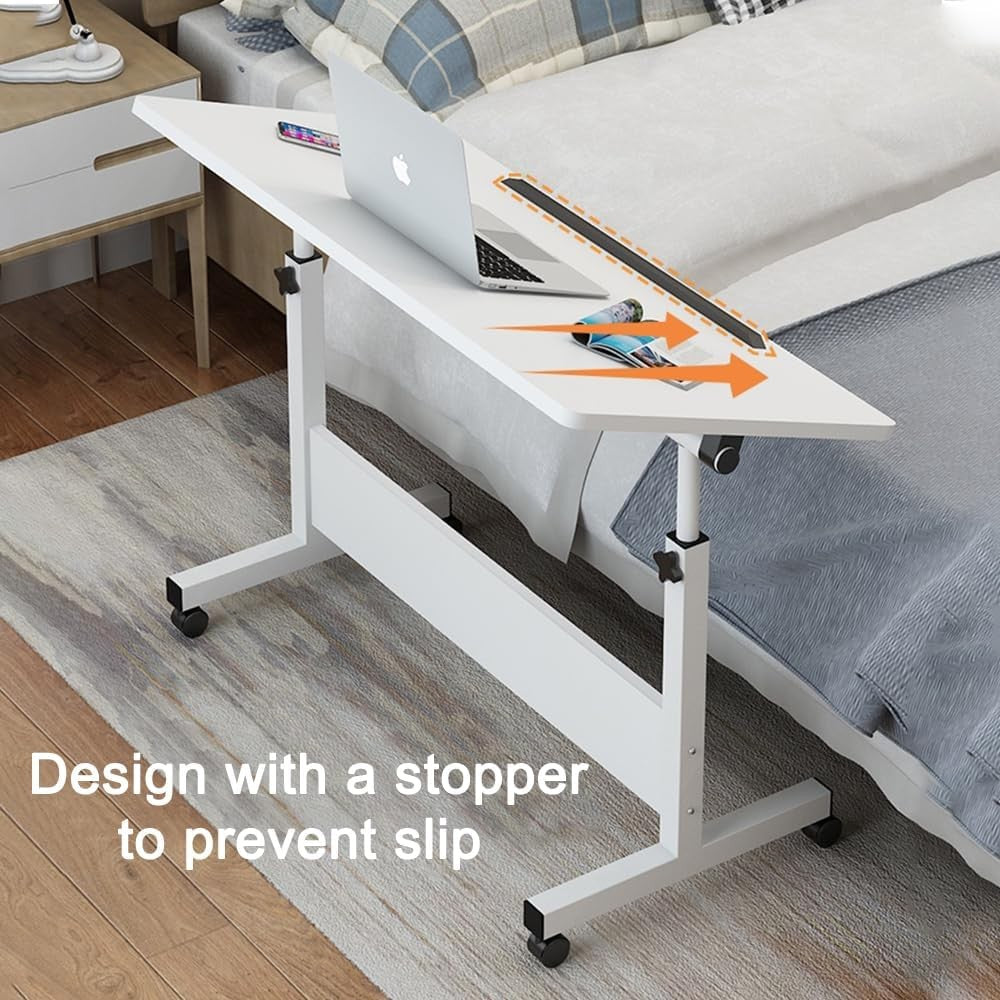 Height Adjustable Desk on Wheels Standing Laptop Desk Small Office 80x40cm