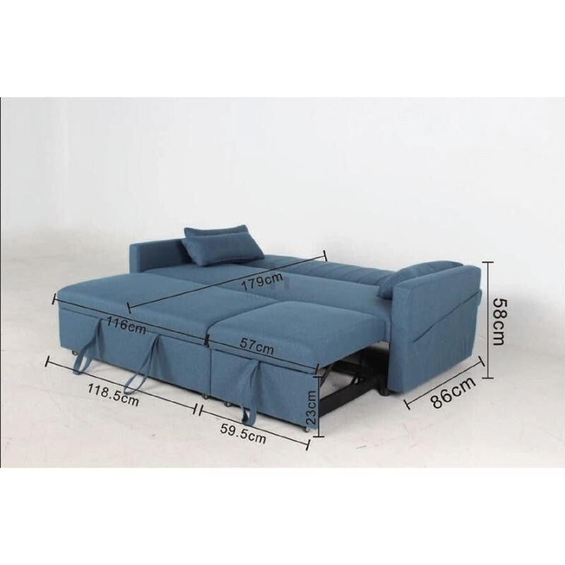3 Seater Black Velvet Sofa Bed w/ Chaise Pull Out Storage & Cushions