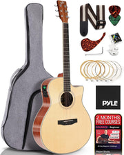 Electro Acoustic Guitar 41in Dreadnought Cutaway EQ Starter Kit