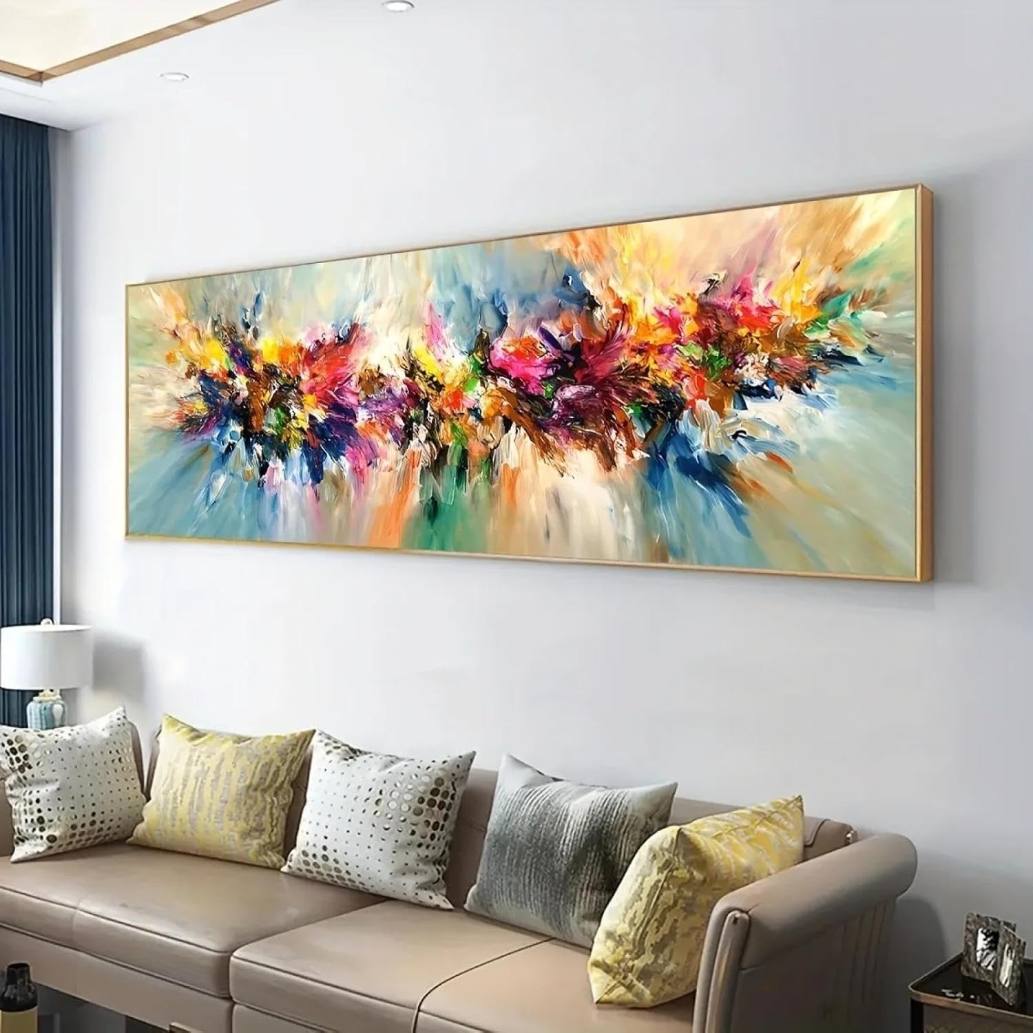 Extra Large Abstract Graffiti Canvas Wall Art 45x135cm Framed