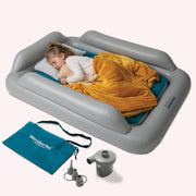 Inflatable Toddler Travel Bed w Safety Rails Pump Carry Bag Kids Air Mattress