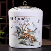 10KG Ceramic Rice Storage Container with Lid Chinese Style Grain Jar