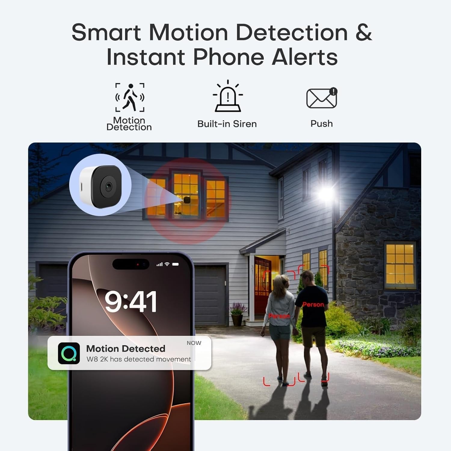 2K Window Security Camera WiFi 5GHz Color Night Vision 24/7 Record