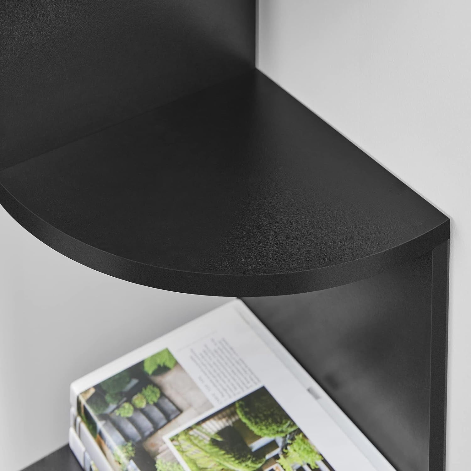 5 Tier Corner Wall Shelf Black Floating Zigzag Display Unit 126cm