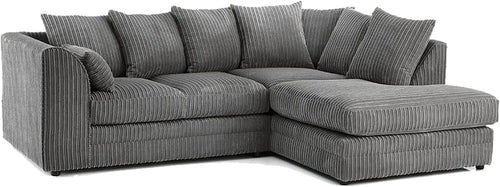 Grey Jumbo Cord 4-Seater Right Hand Corner Sofa | Durable, Plush Comfort